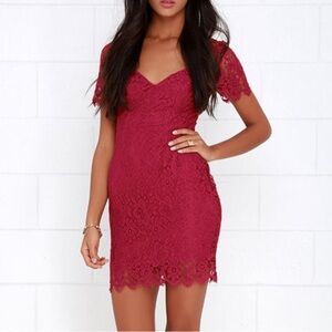 Lulus V-Neck Berry Lace Dress
